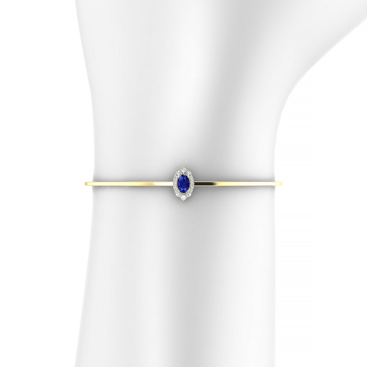 Romance | 18k Yellow Gold 6 x 4 mm Oval Sapphire Bangle