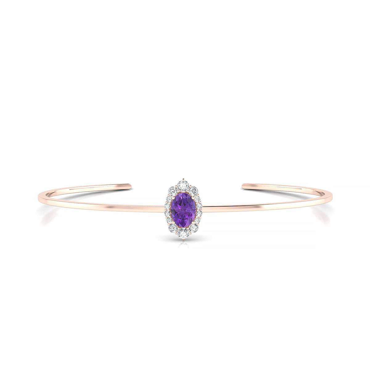 Romance | 18k Rose Gold 7 x 5 mm Oval Amethyst Bangle