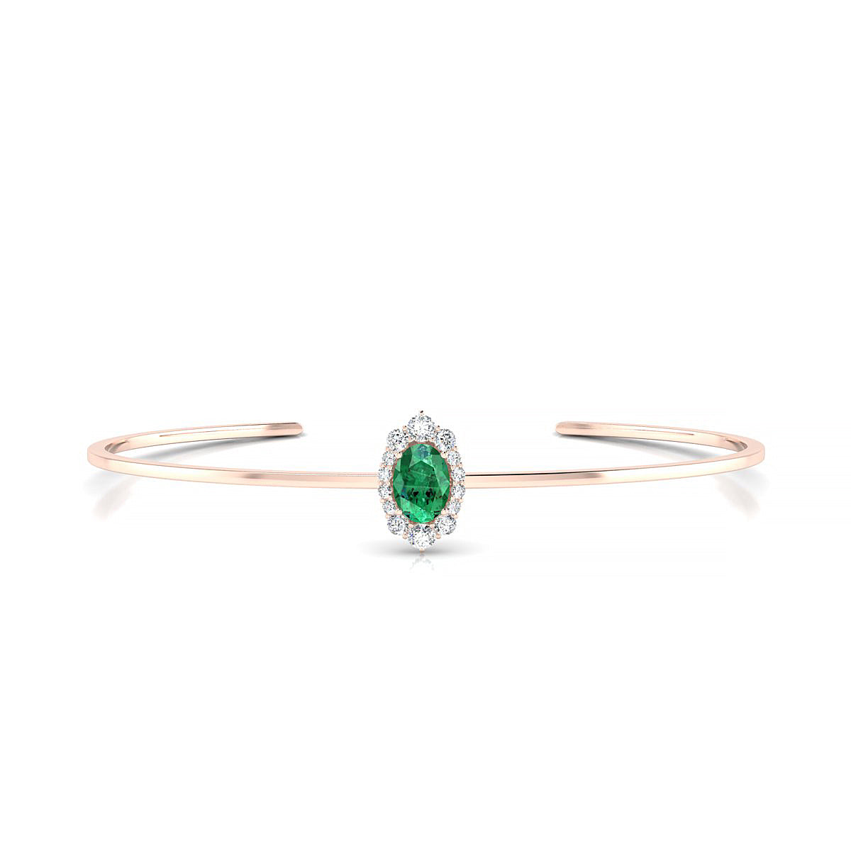 Romance | 18k Rose Gold 7 x 5 mm Oval Emerald Bangle