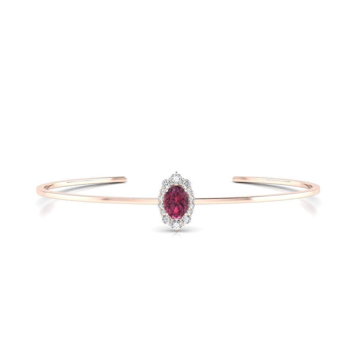 Romance | 18k Rose Gold 7 x 5 mm Oval Rhodolite Bangle