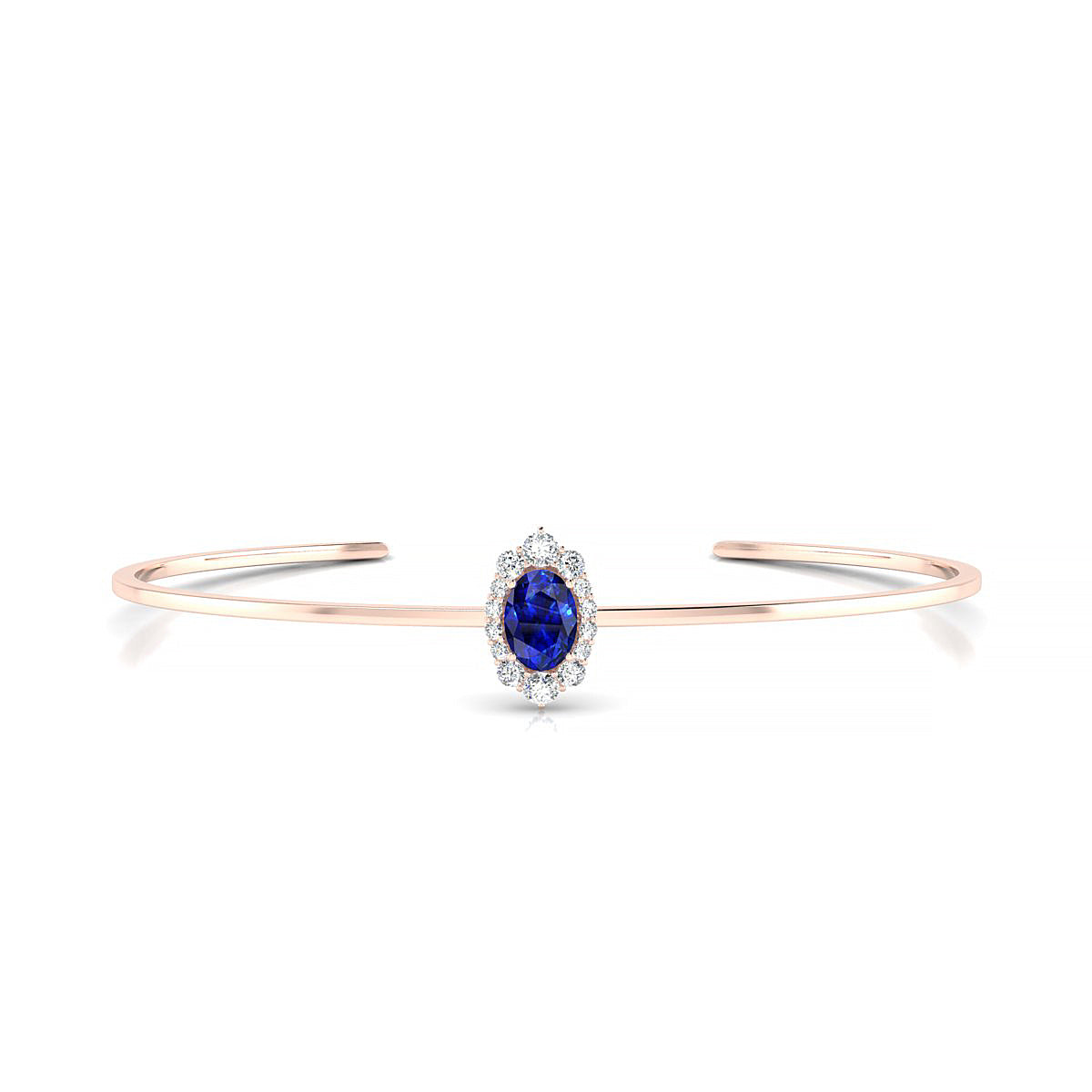 Romance | 18k Rose Gold 7 x 5 mm Oval Sapphire Bangle