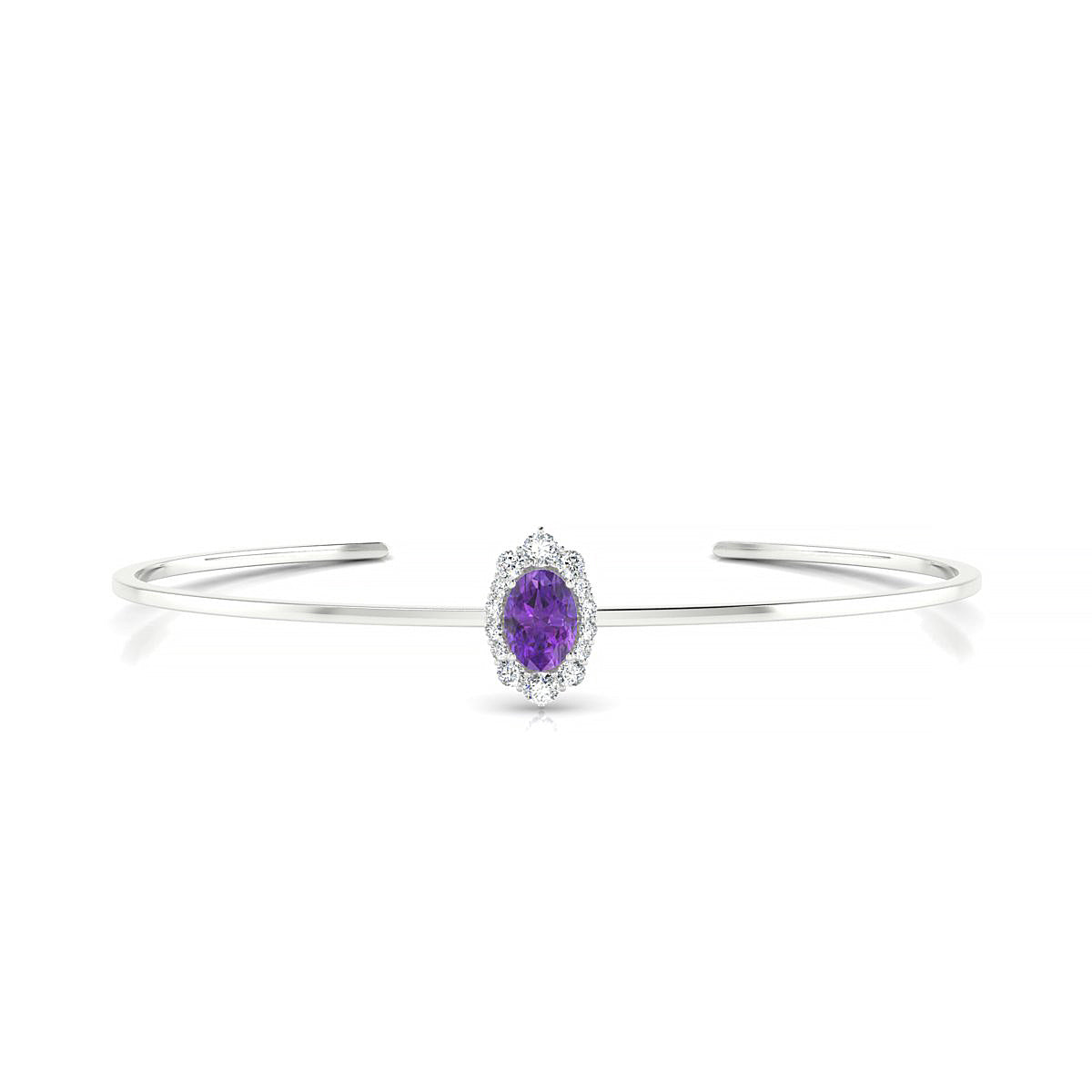 Romance | 18k White Gold 7 x 5 mm Oval Amethyst Bangle