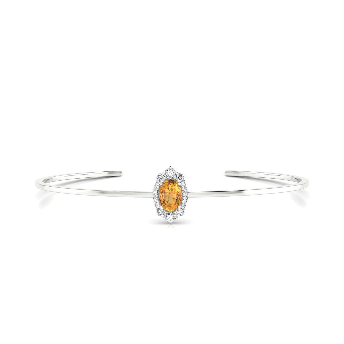Romance | 18k White Gold 7 x 5 mm Oval Citrine Bangle
