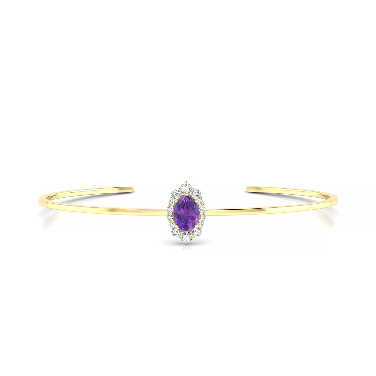 Romance | 18k Yellow Gold 7 x 5 mm Oval Amethyst Bangle