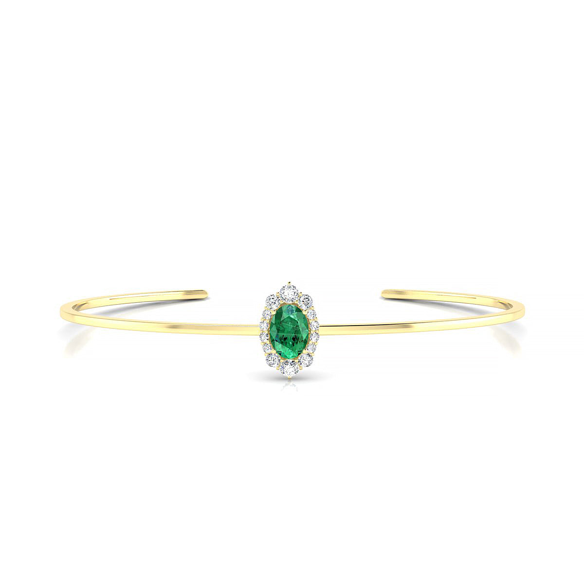 Romance | 18k Yellow Gold 7 x 5 mm Oval Emerald Bangle