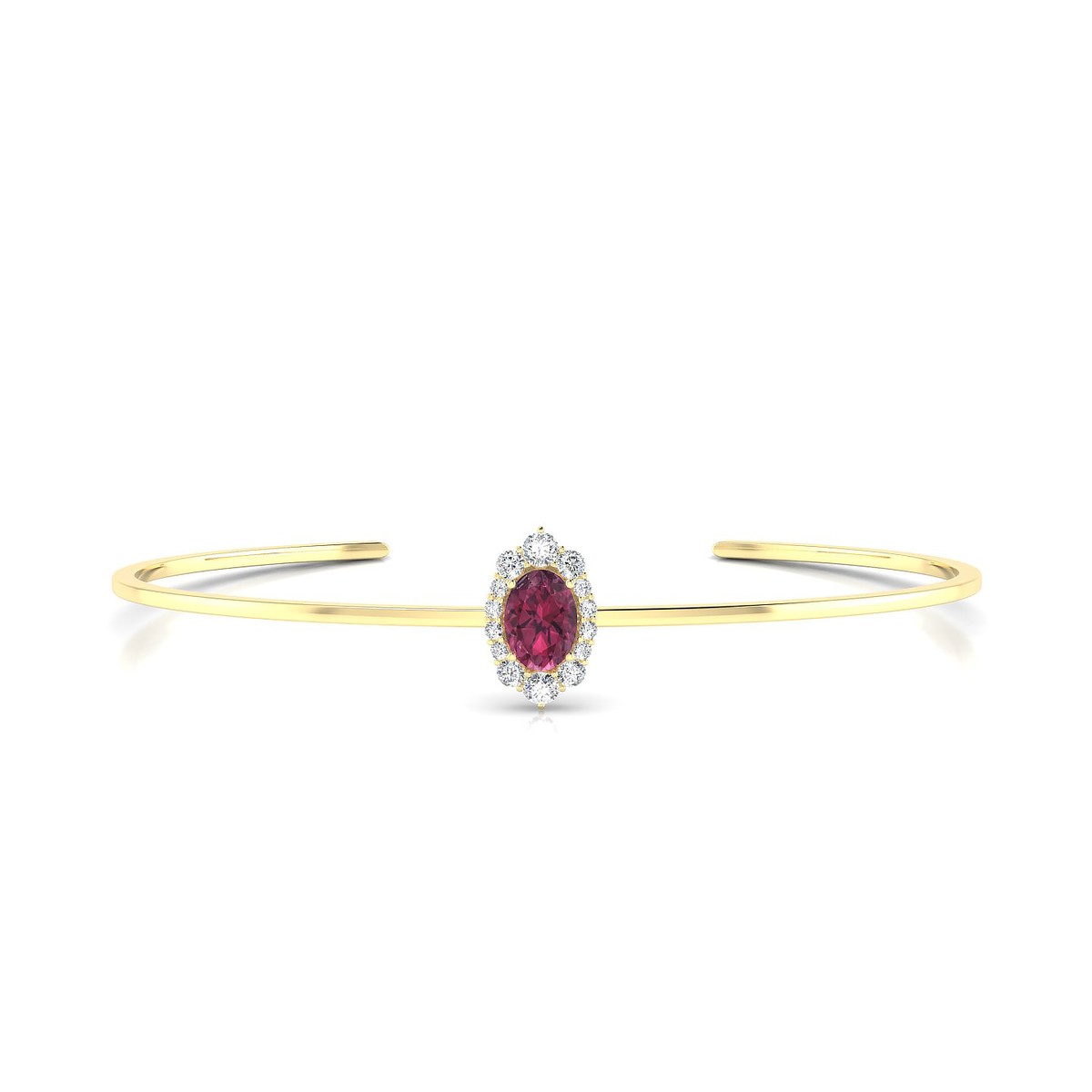 Romance | 18k Yellow Gold 7 x 5 mm Oval Rhodolite Bangle