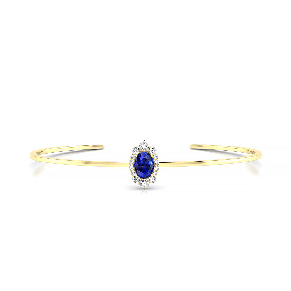 Romance | 18k Yellow Gold 7 x 5 mm Oval Sapphire Bangle