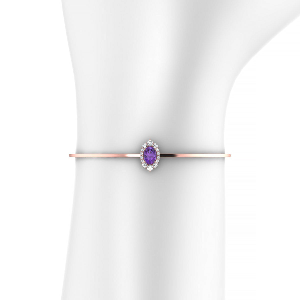 Romance | 18k Rose Gold 7 x 5 mm Oval Amethyst Bangle