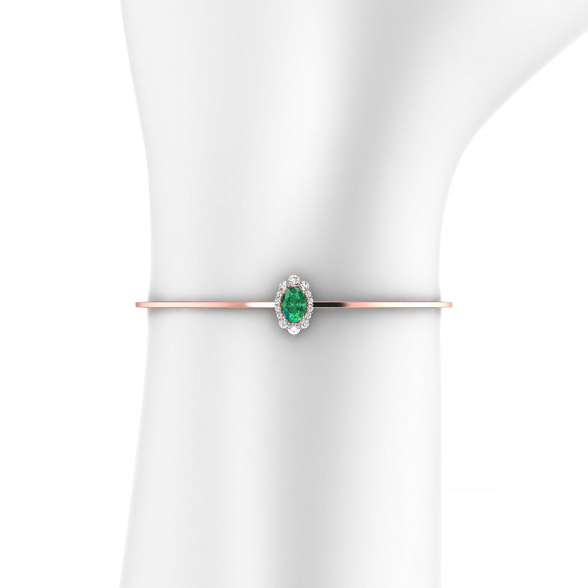 Romance | 18k Rose Gold 7 x 5 mm Oval Emerald Bangle