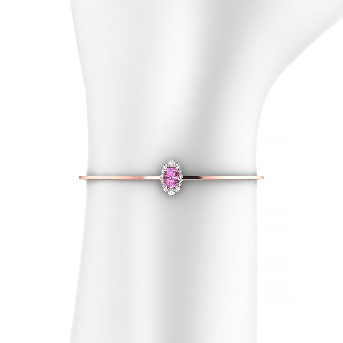 Romance | 18k Rose Gold 7 x 5 mm Oval Pink Sapphire Bangle