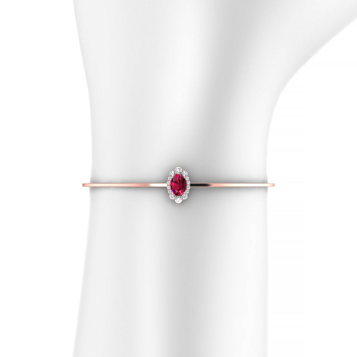 Romance | 18k Rose Gold 7 x 5 mm Oval Ruby Bangle