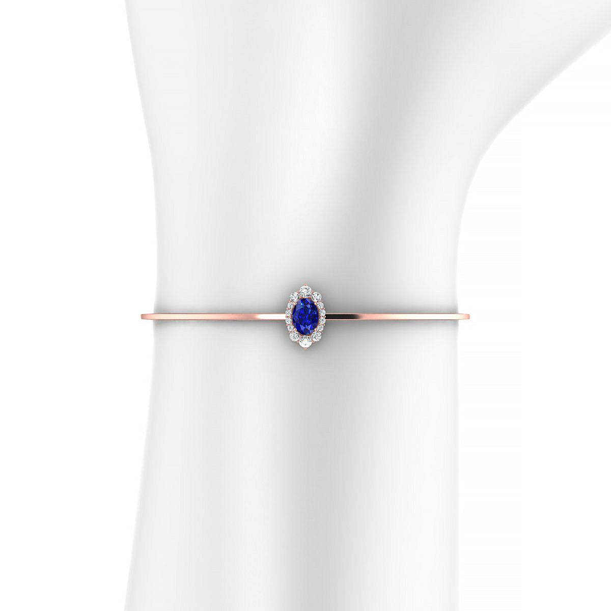 Romance | 18k Rose Gold 7 x 5 mm Oval Sapphire Bangle