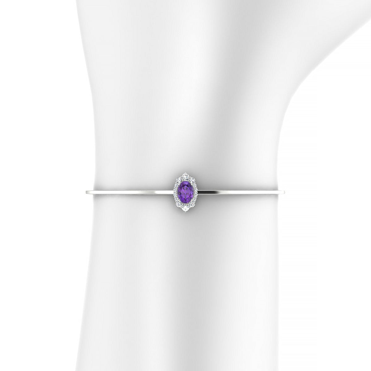 Romance | 18k White Gold 7 x 5 mm Oval Amethyst Bangle
