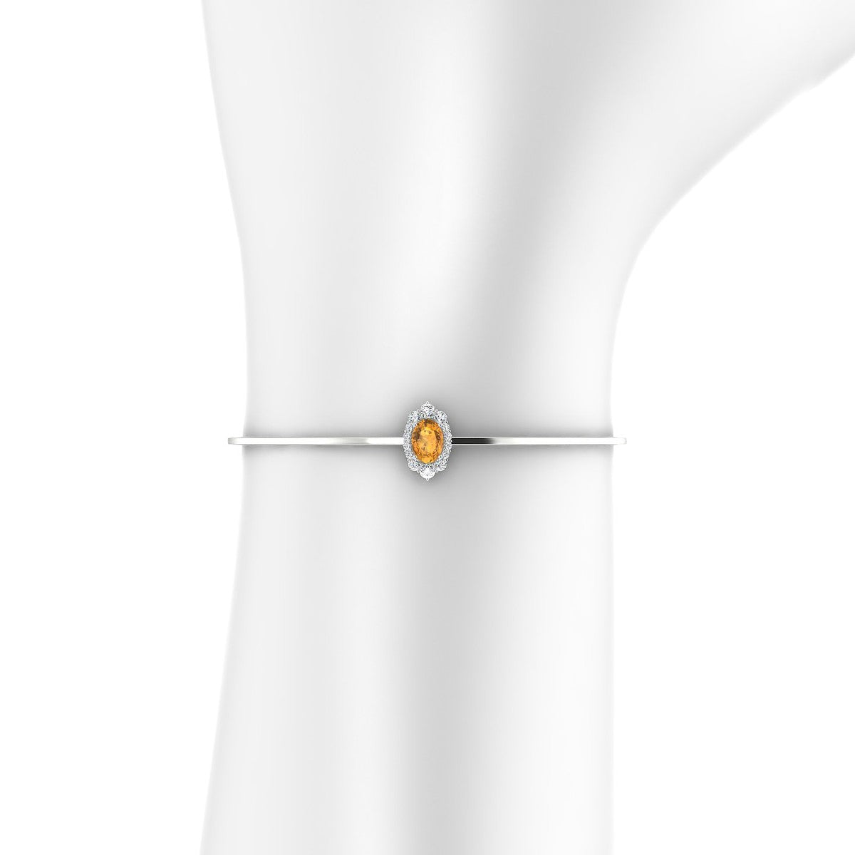 Romance | 18k White Gold 7 x 5 mm Oval Citrine Bangle