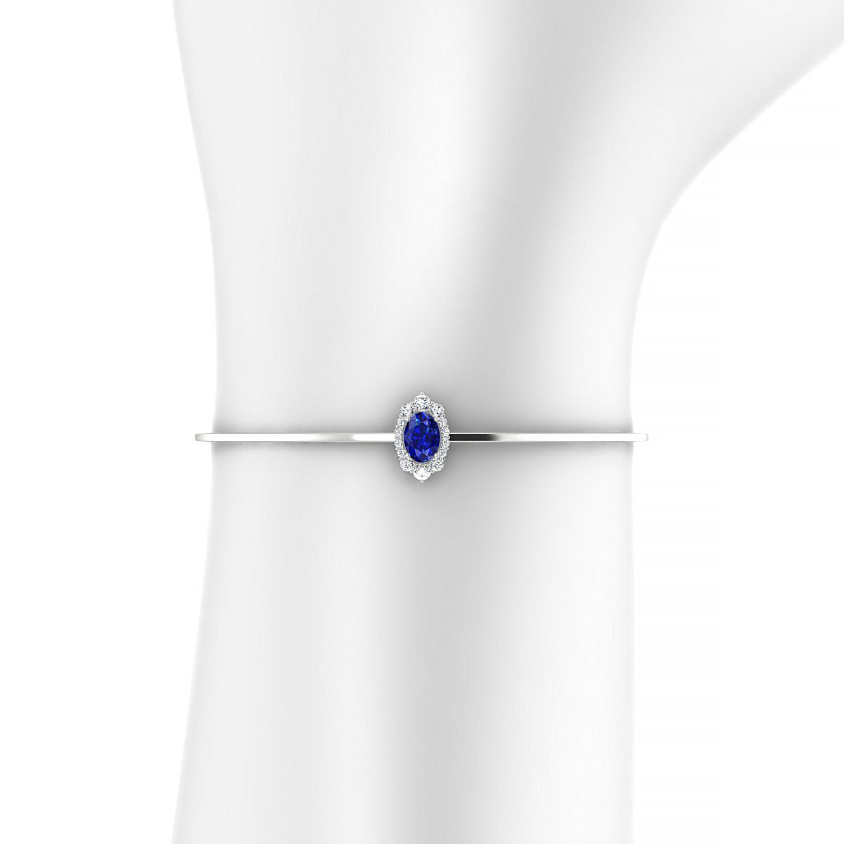 Romance | 18k White Gold 7 x 5 mm Oval Sapphire Bangle