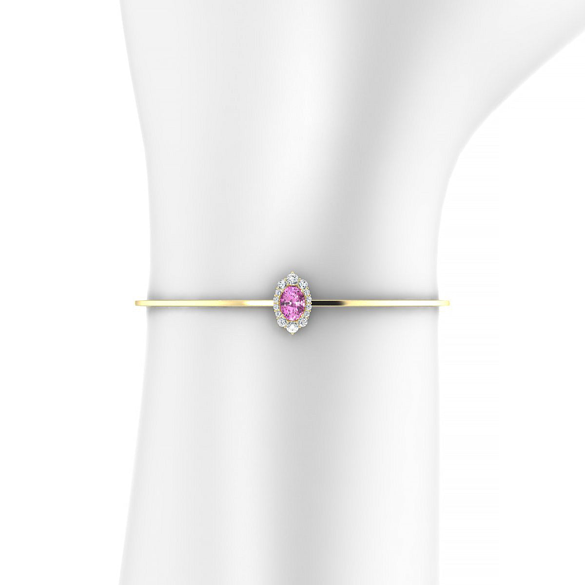 Romance | 18k Yellow Gold 7 x 5 mm Oval Pink Sapphire Bangle