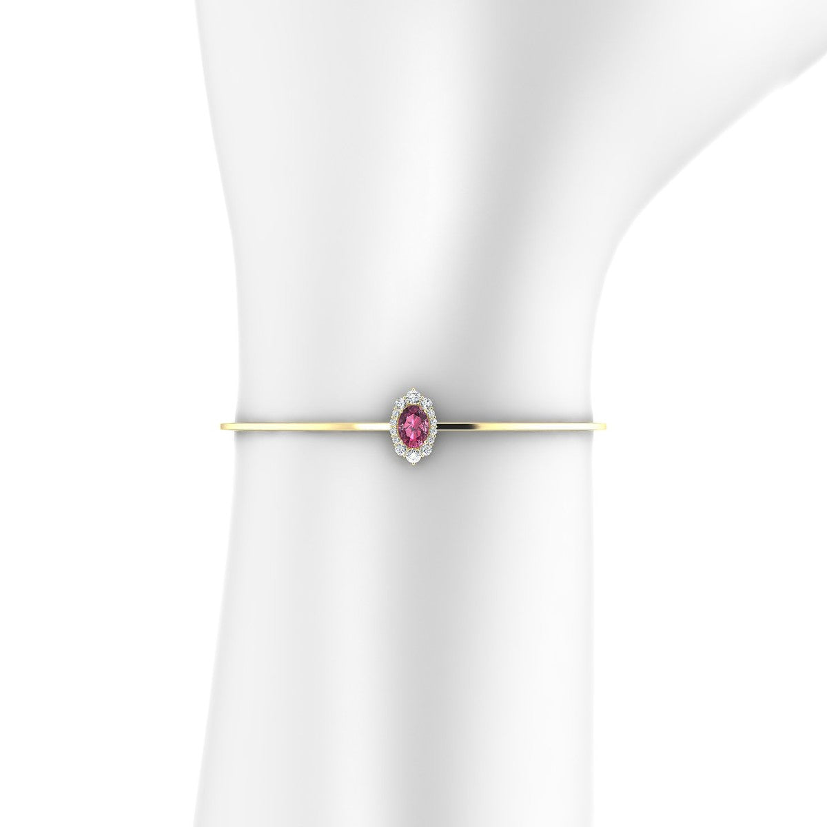 Romance | 18k Yellow Gold 7 x 5 mm Oval Rhodolite Bangle