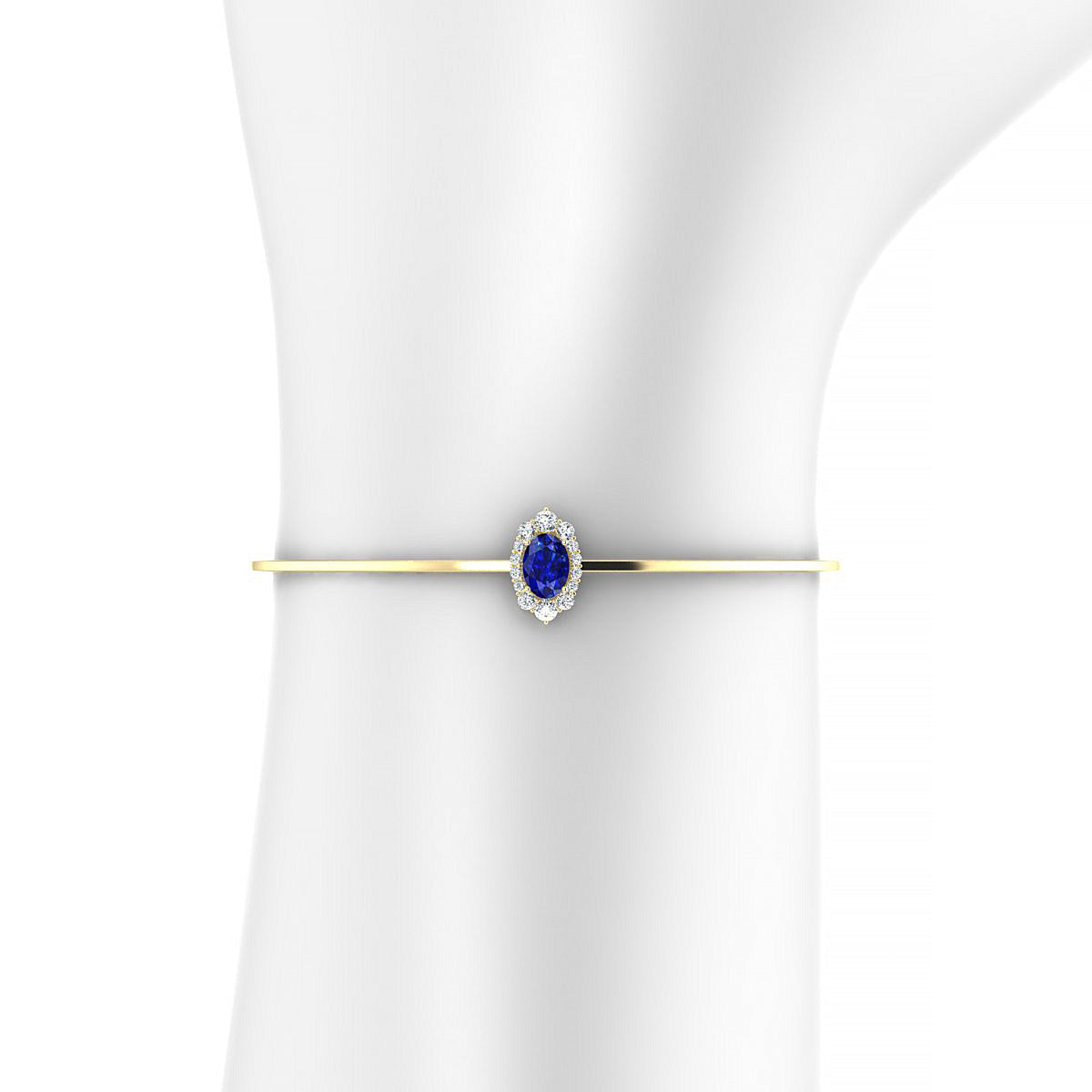 Romance | 18k Yellow Gold 7 x 5 mm Oval Sapphire Bangle