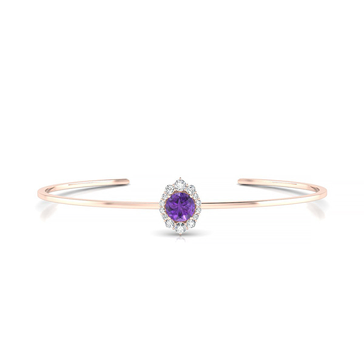 Romance | 18k Rose Gold 6 mm Round Amethyst Bangle