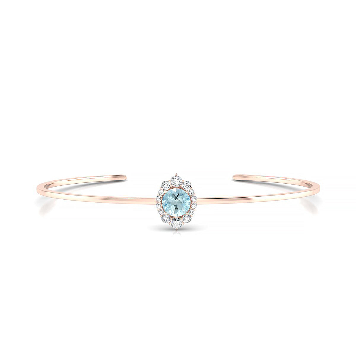 Romance | 18k Rose Gold 6 mm Round Aquamarine Bangle