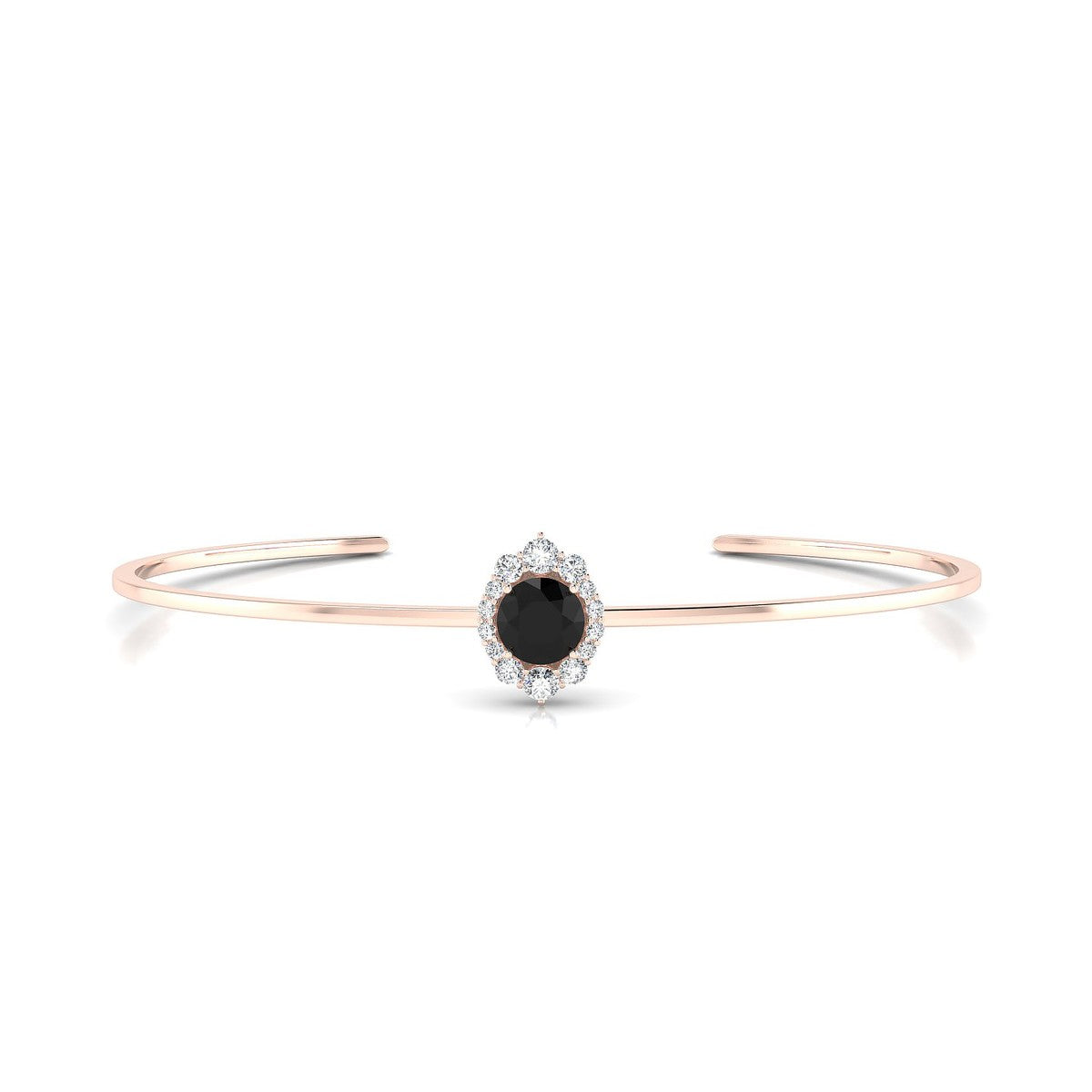 Romance | 18k Rose Gold 6 mm Round Black Diamond Bangle