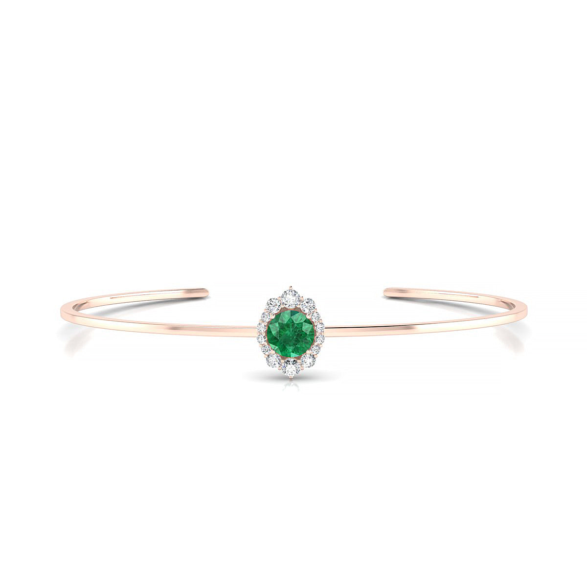Romance | 18k Rose Gold 6 mm Round Emerald Bangle