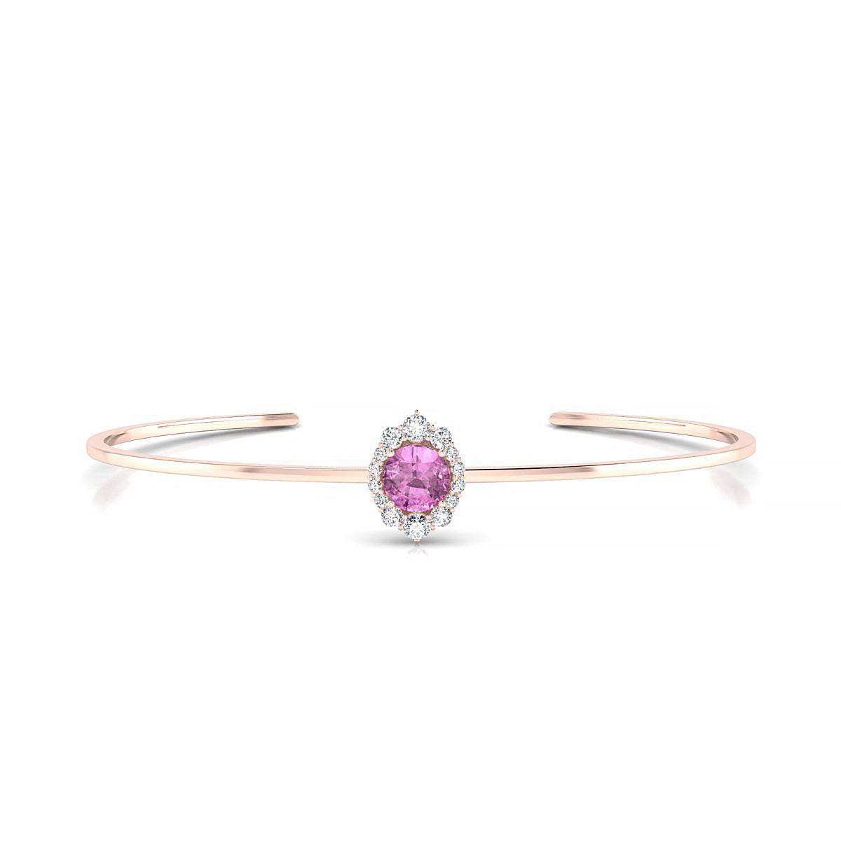 Romance | 18k Rose Gold 6 mm Round Pink Sapphire Bangle