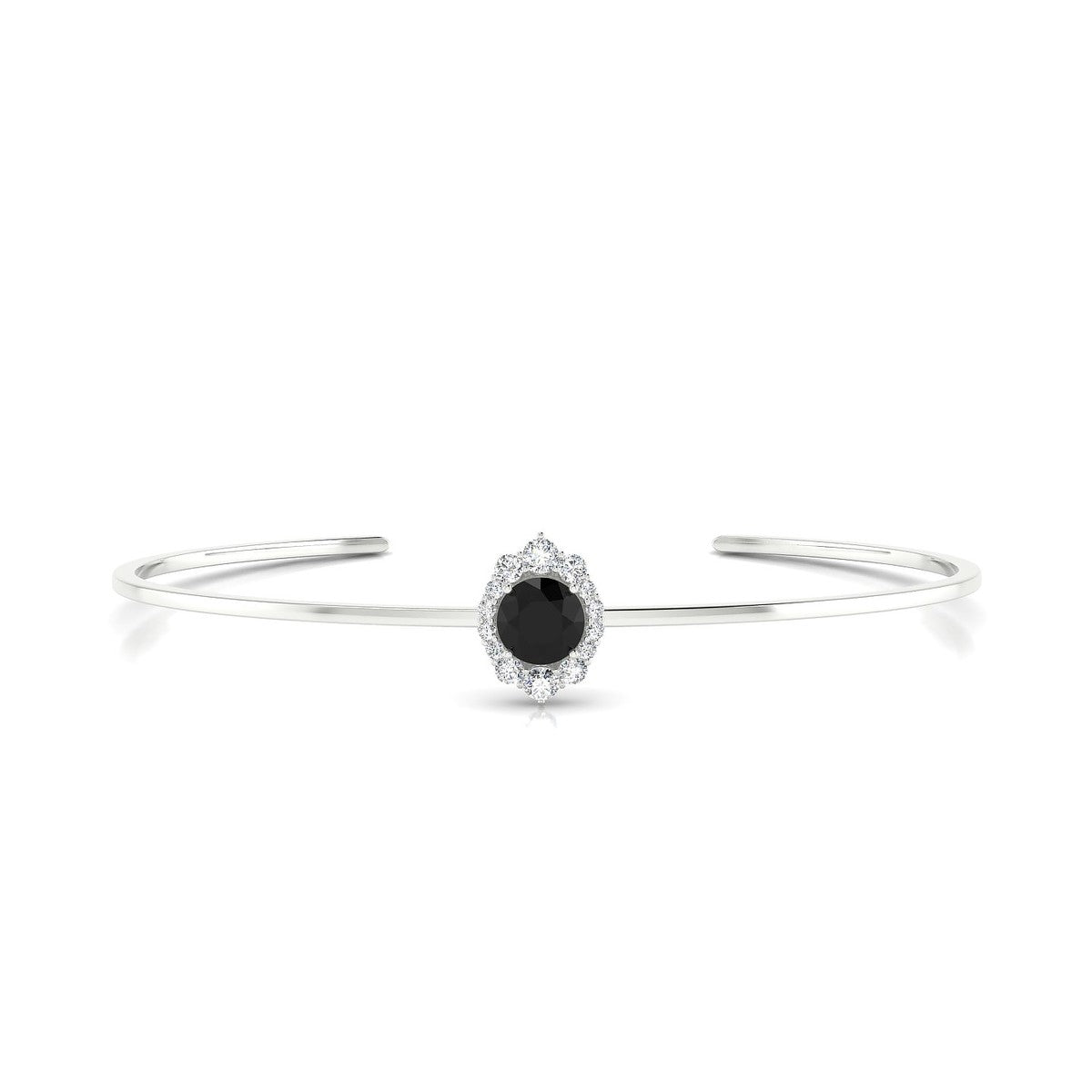 Romance | 18k White Gold 6 mm Round Black Diamond Bangle