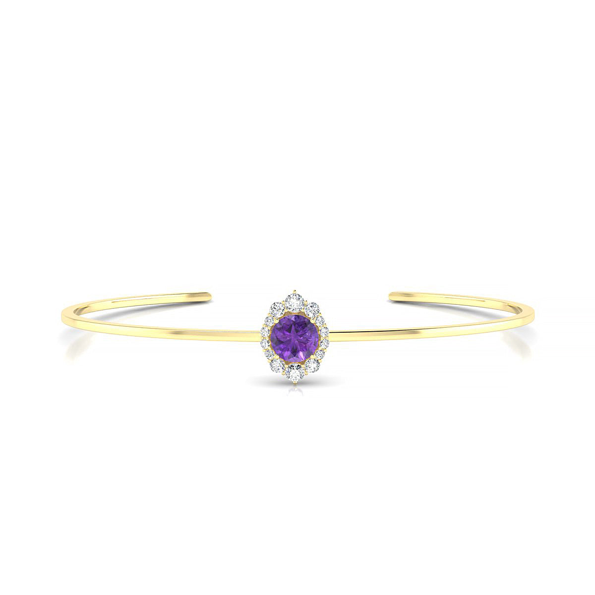 Romance | 18k Yellow Gold 6 mm Round Amethyst Bangle