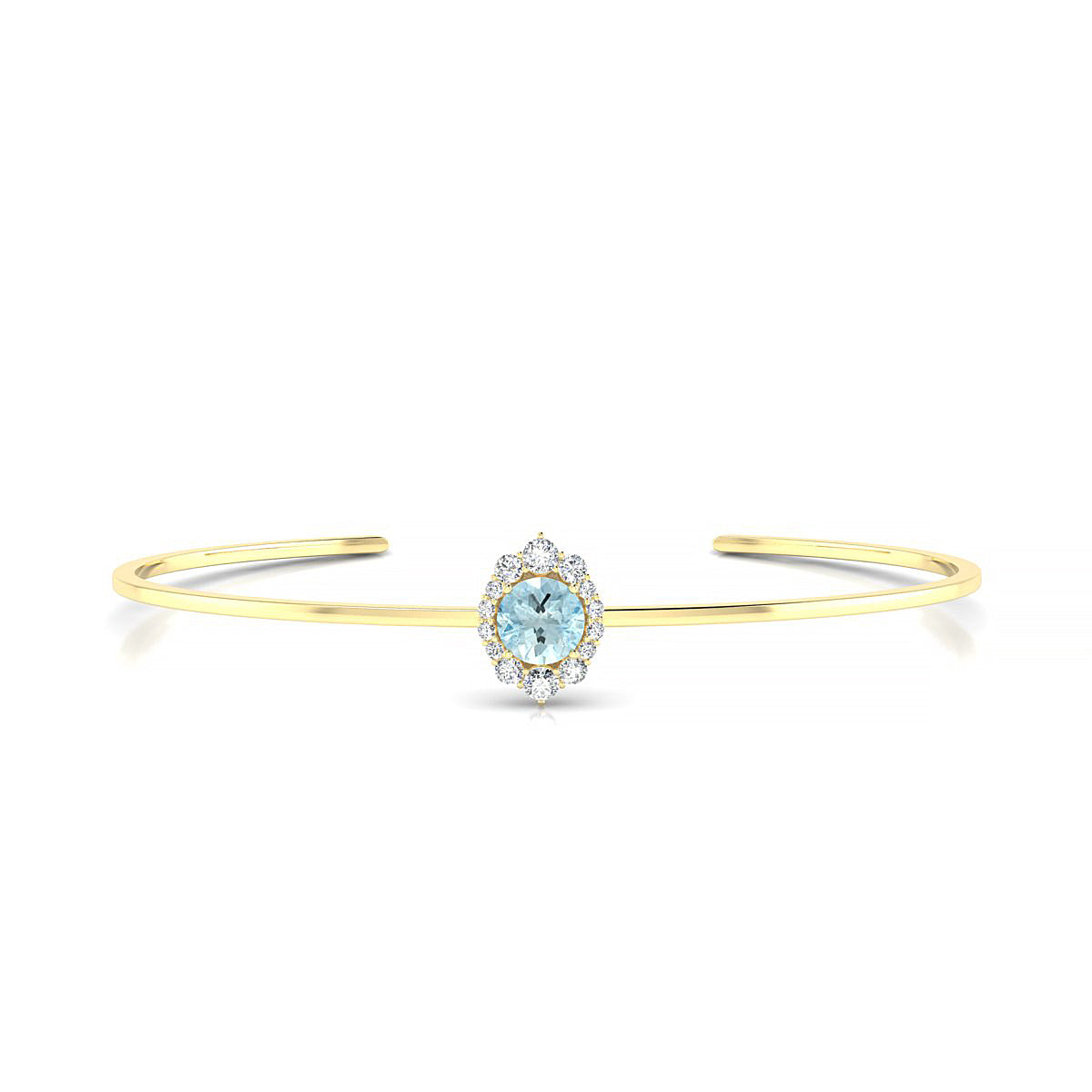 Romance | 18k Yellow Gold 6 mm Round Aquamarine Bangle