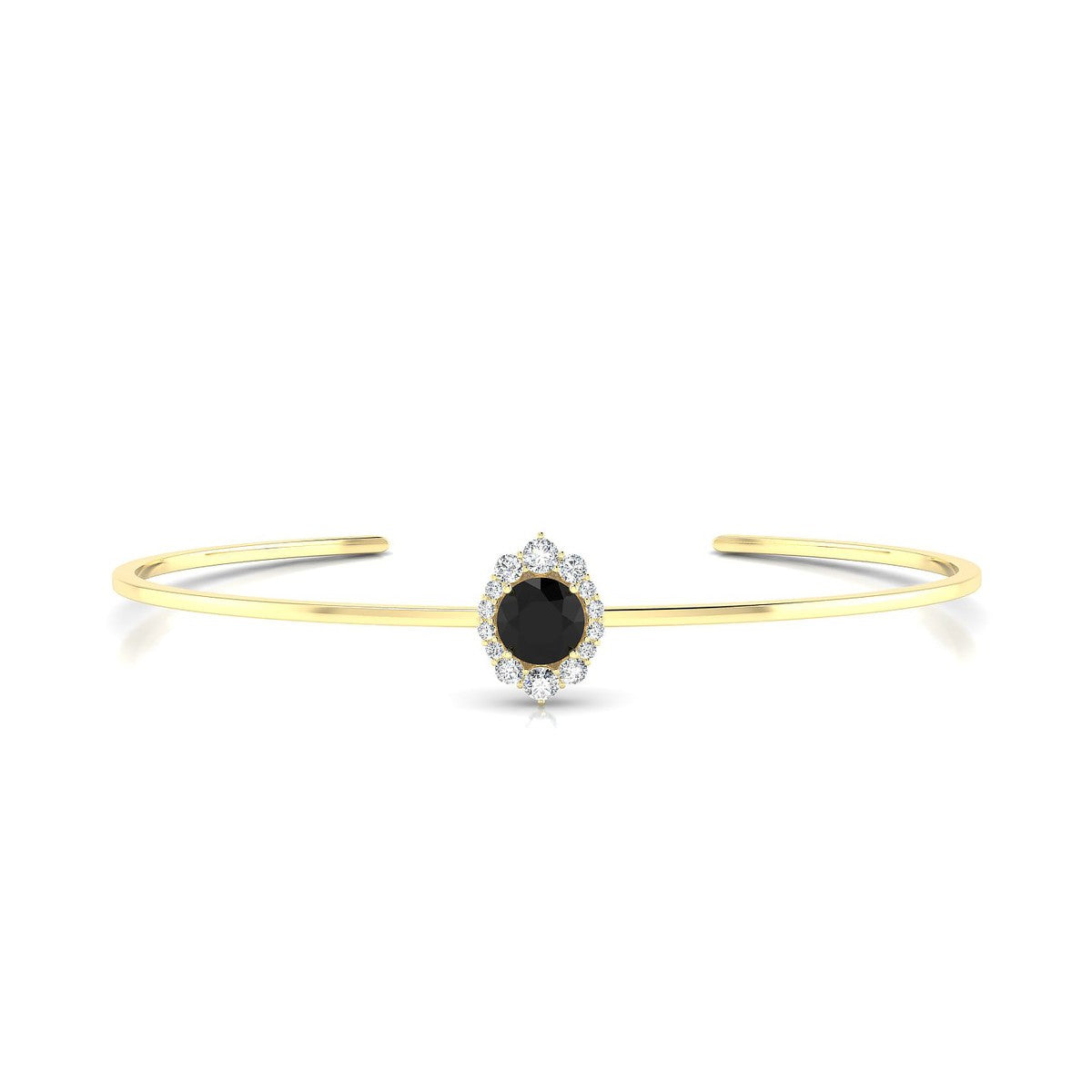 Romance | 18k Yellow Gold 6 mm Round Black Diamond Bangle