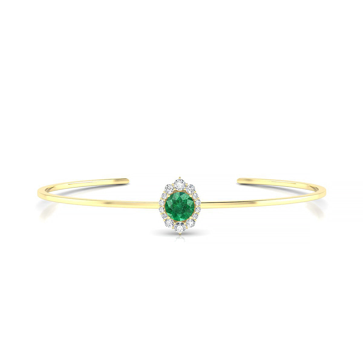 Romance | 18k Yellow Gold 6 mm Round Emerald Bangle