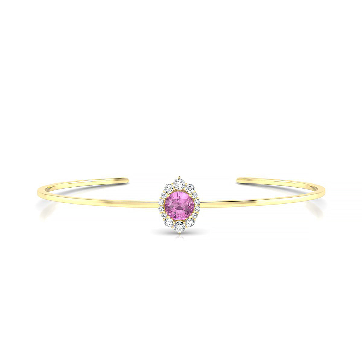 Romance | 18k Yellow Gold 6 mm Round Pink Sapphire Bangle
