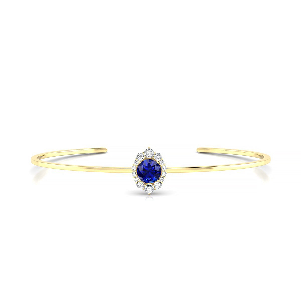 Romance | 18k Yellow Gold 6 mm Round Sapphire Bangle