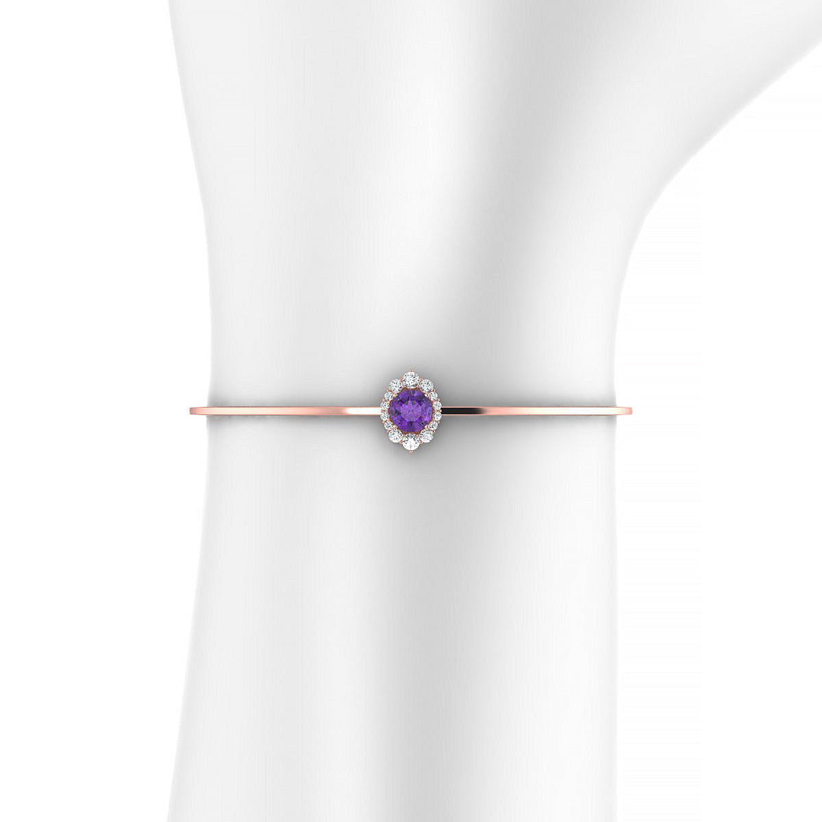 Romance | 18k Rose Gold 6 mm Round Amethyst Bangle