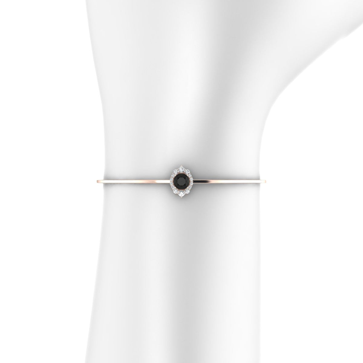 Romance | 18k Rose Gold 6 mm Round Black Diamond Bangle
