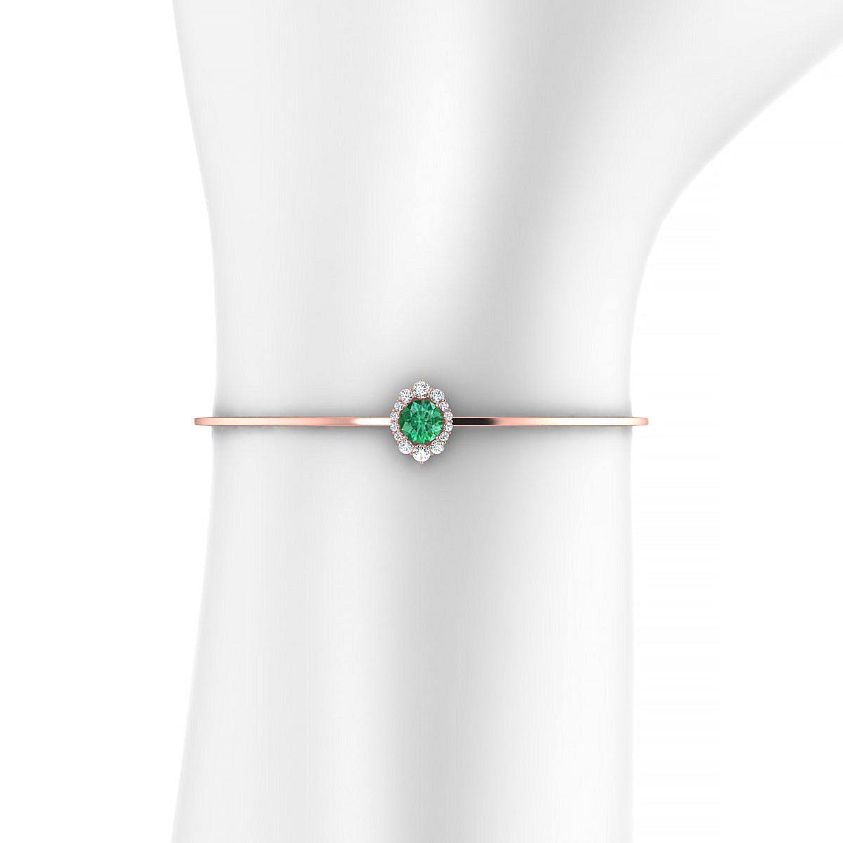 Romance | 18k Rose Gold 6 mm Round Emerald Bangle