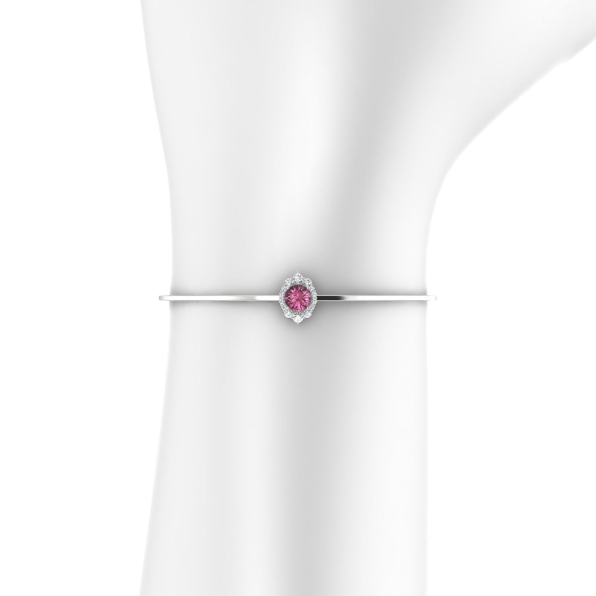 Romance | 18k White Gold 6 mm Round Rhodolite Bangle