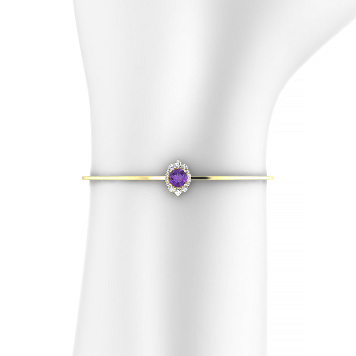 Romance | 18k Yellow Gold 6 mm Round Amethyst Bangle