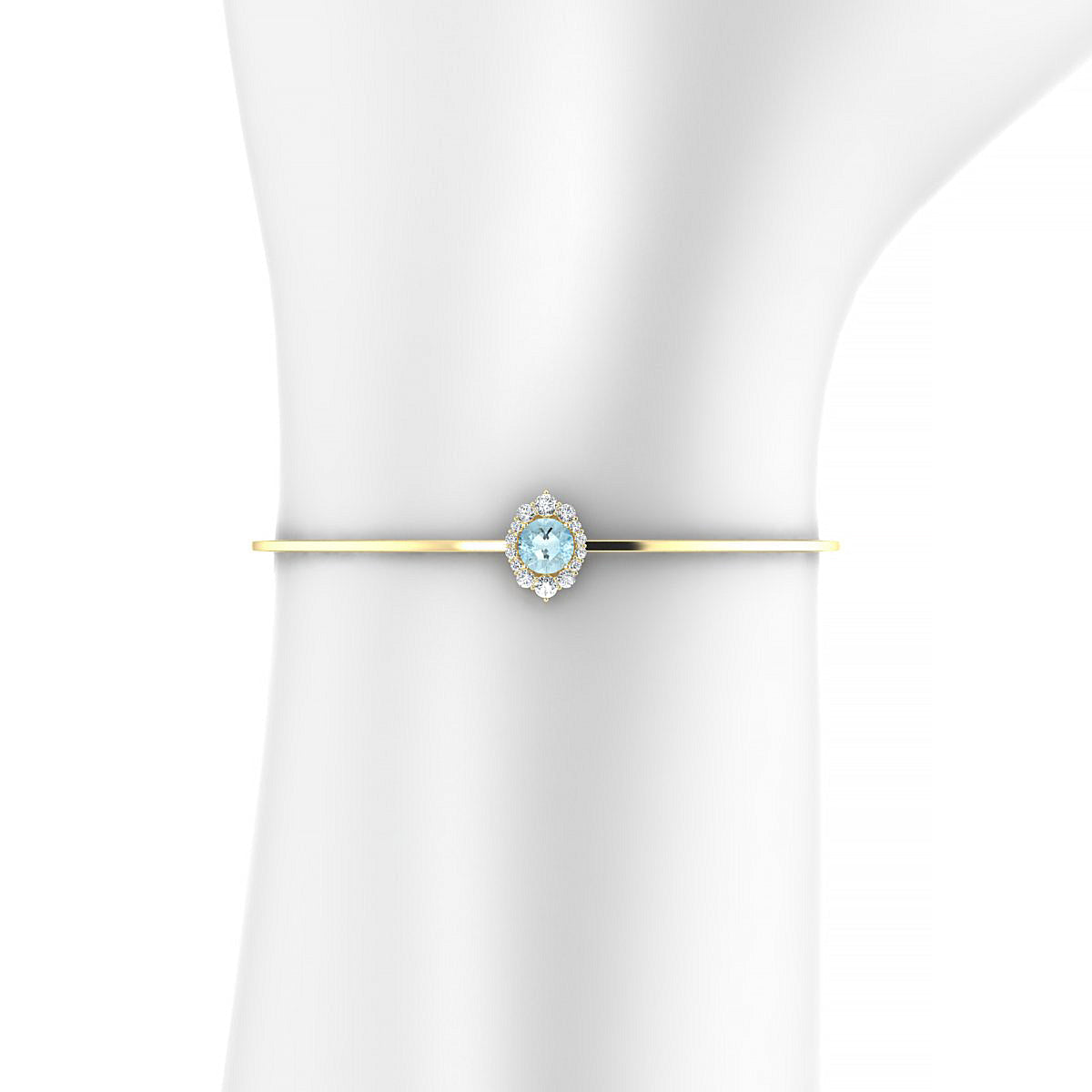 Romance | 18k Yellow Gold 6 mm Round Aquamarine Bangle