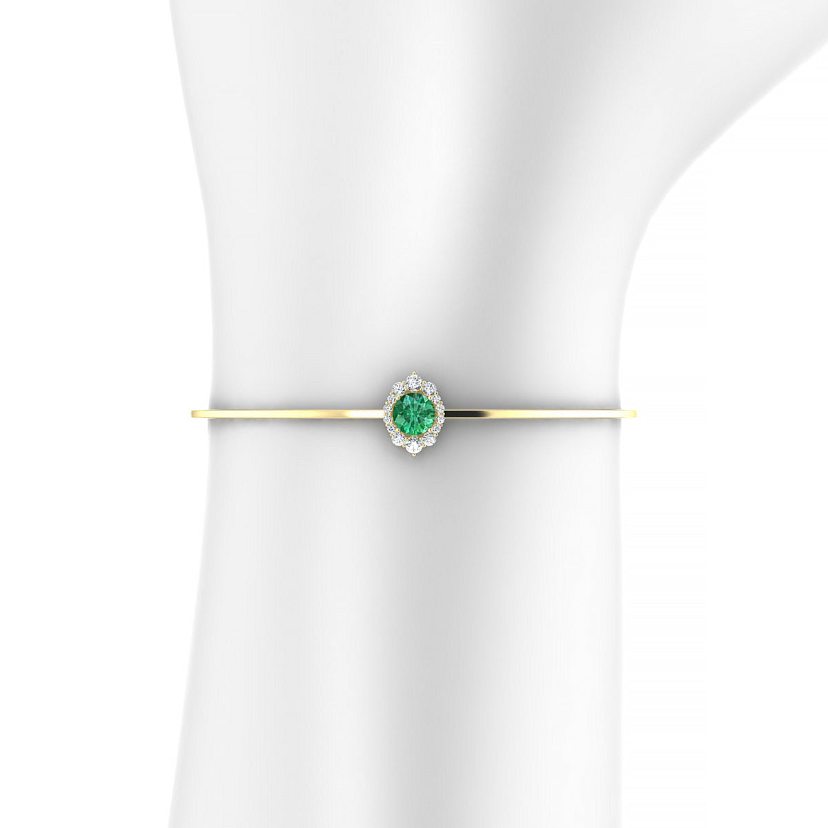 Romance | 18k Yellow Gold 6 mm Round Emerald Bangle