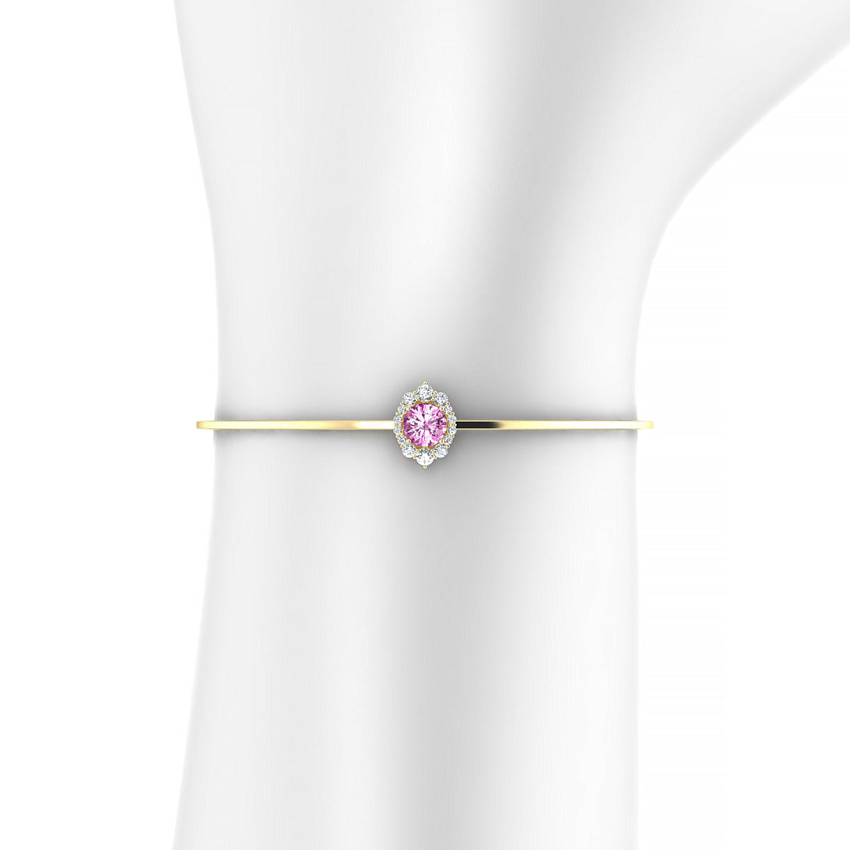 Romance | 18k Yellow Gold 6 mm Round Pink Sapphire Bangle
