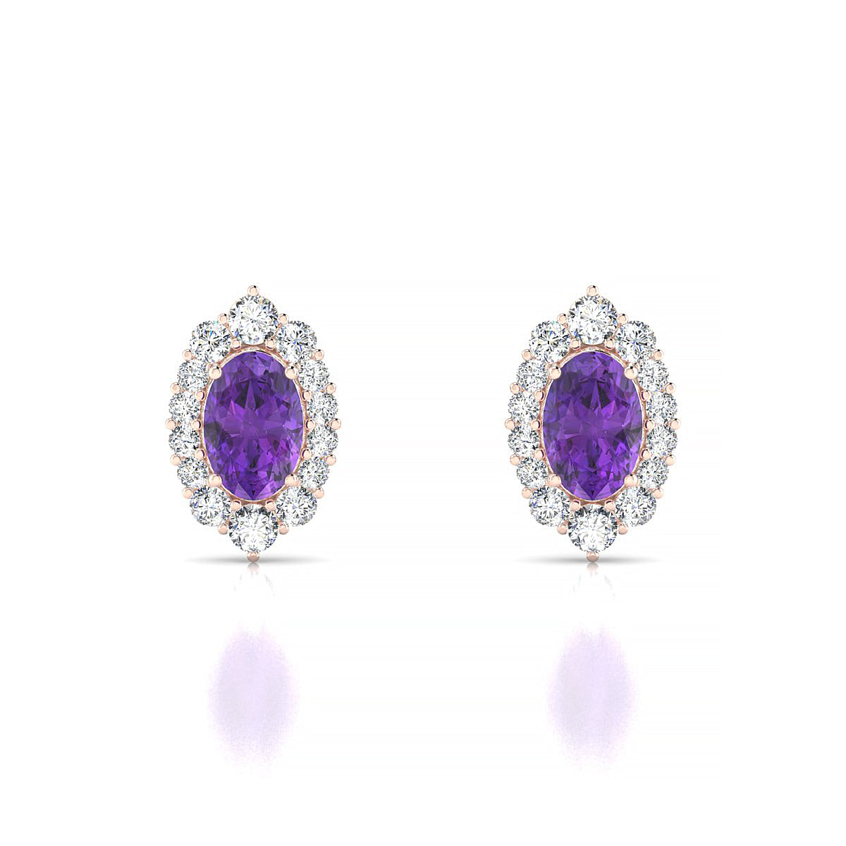Romance | 18k Rose Gold 6 x 4 mm Oval Amethyst Earrings