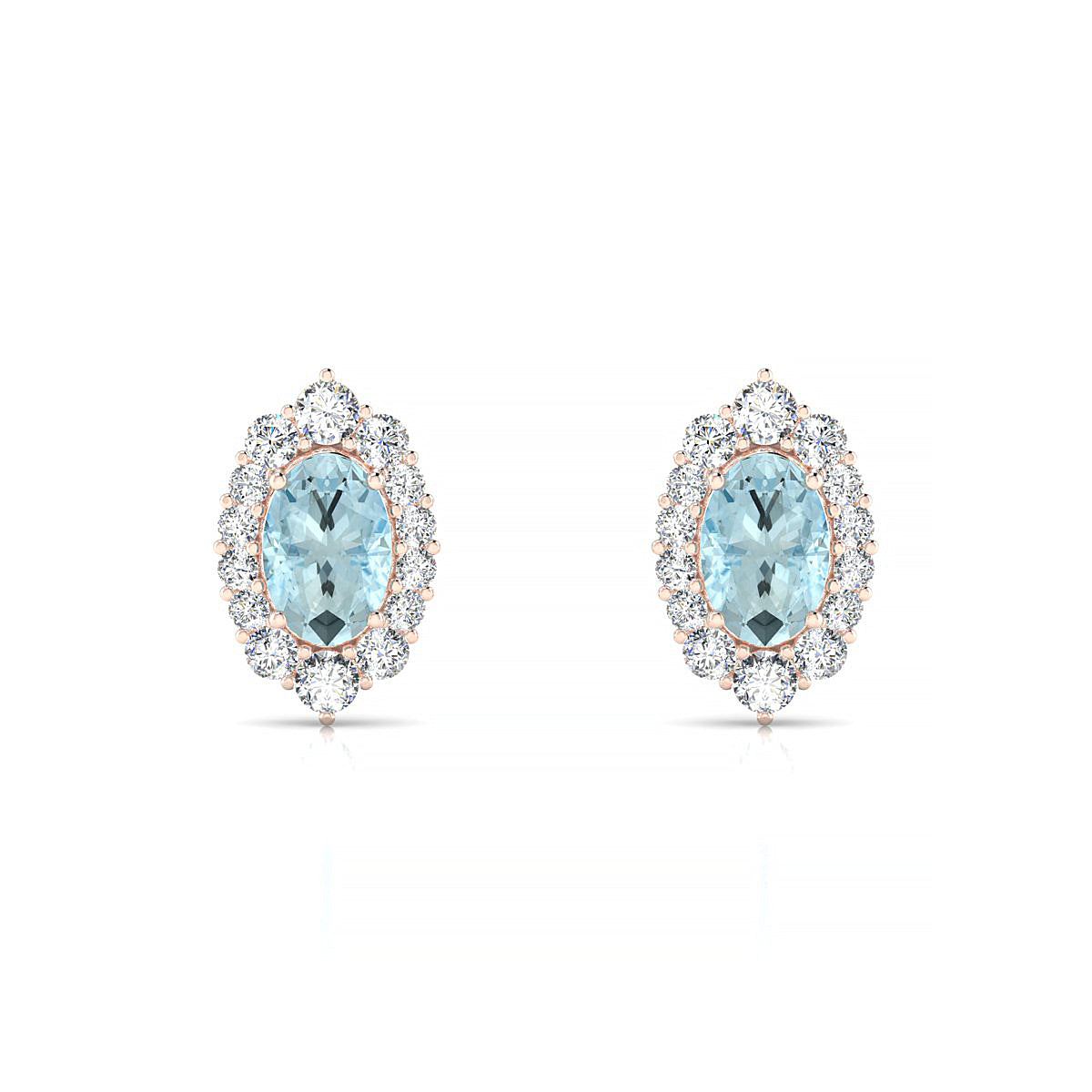 Romance | 18k Rose Gold 6 x 4 mm Oval Aquamarine Earrings