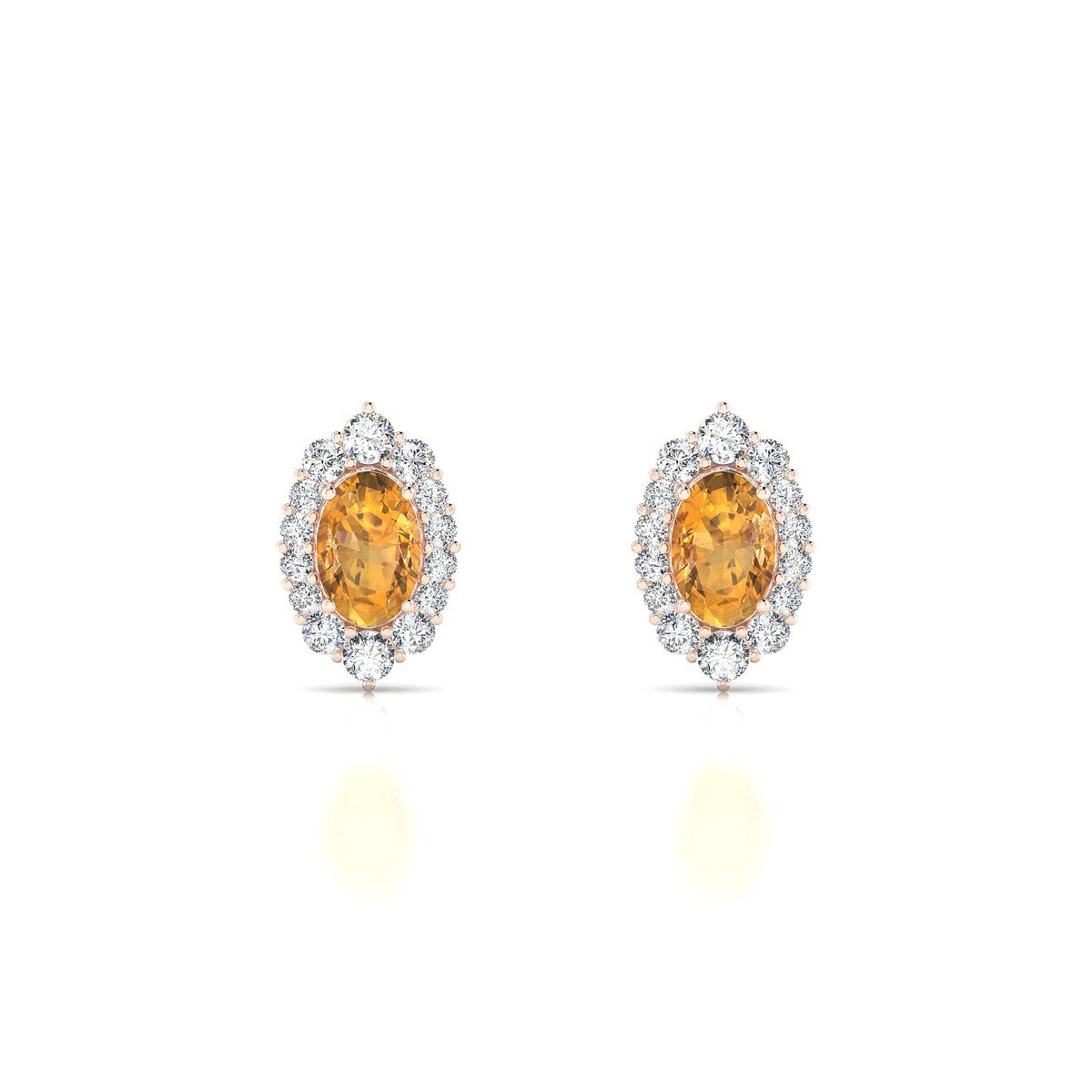 Romance | 18k Rose Gold 6 x 4 mm Oval Citrine Earrings