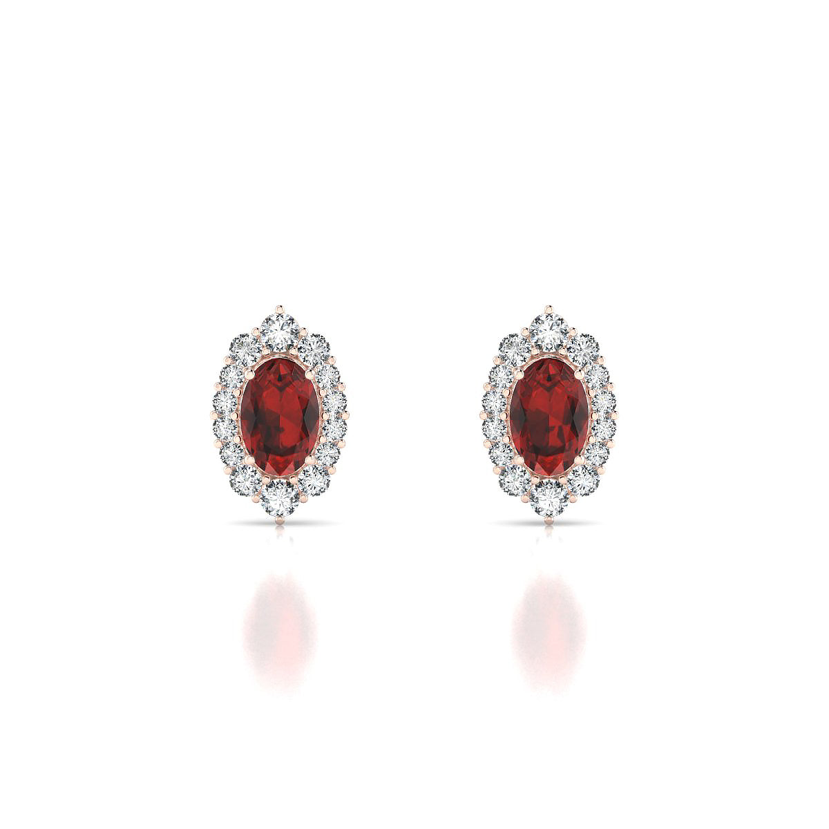 Romance | 18k Rose Gold 6 x 4 mm Oval Garnet Earrings