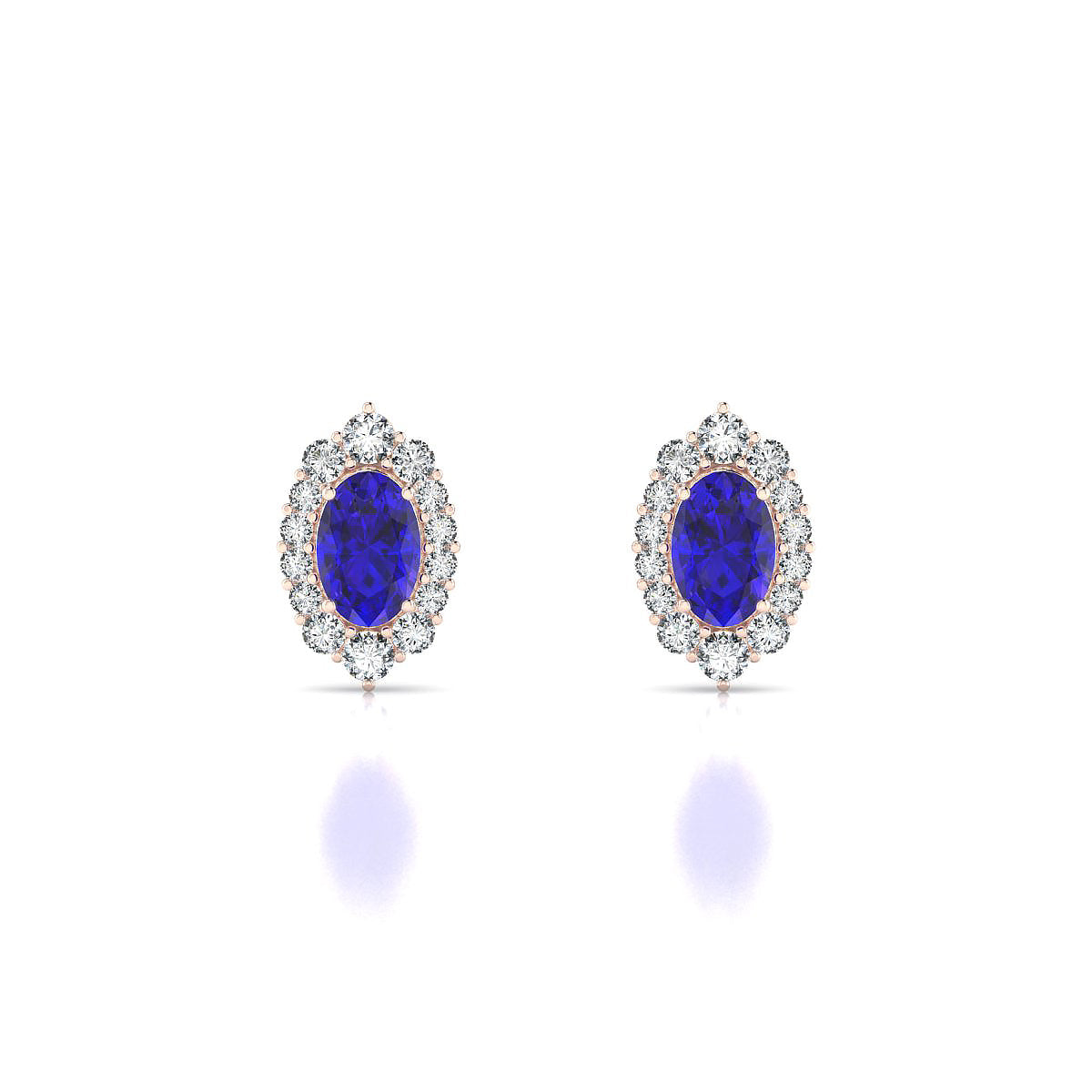 Romance | 18k Rose Gold 6 x 4 mm Oval Tanzanite Earrings