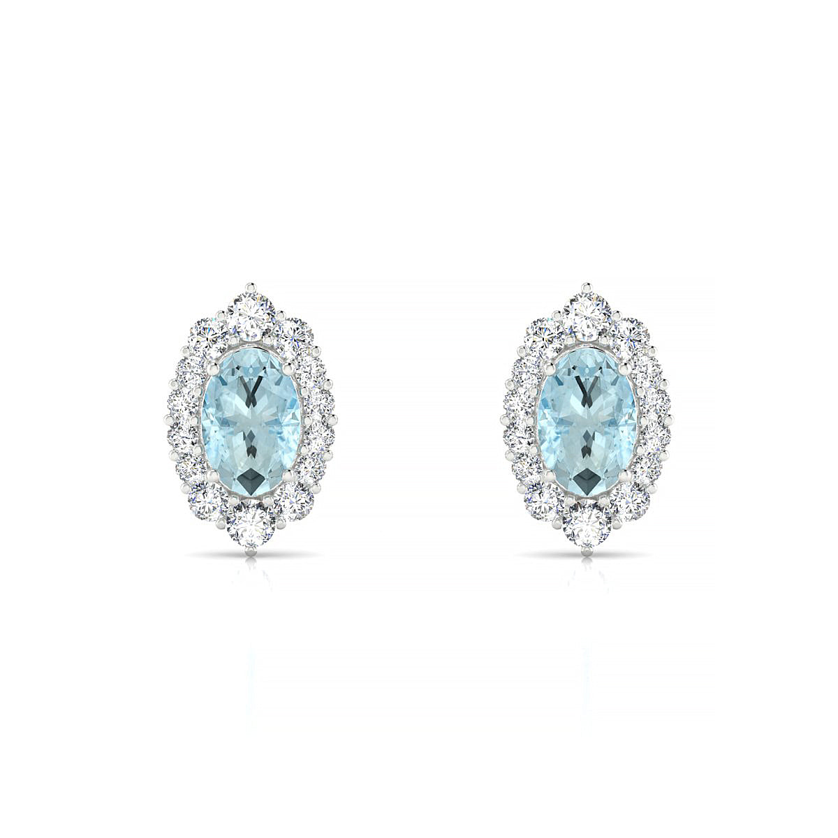 Romance | 18k White Gold 6 x 4 mm Oval Aquamarine Earrings