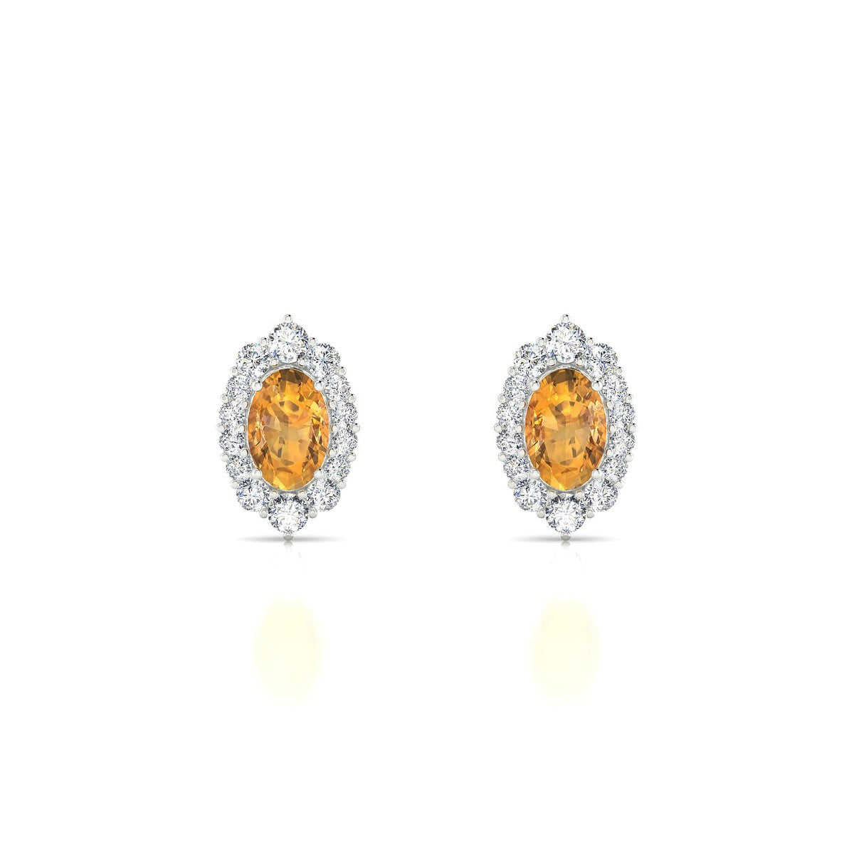 Romance | 18k White Gold 6 x 4 mm Oval Citrine Earrings