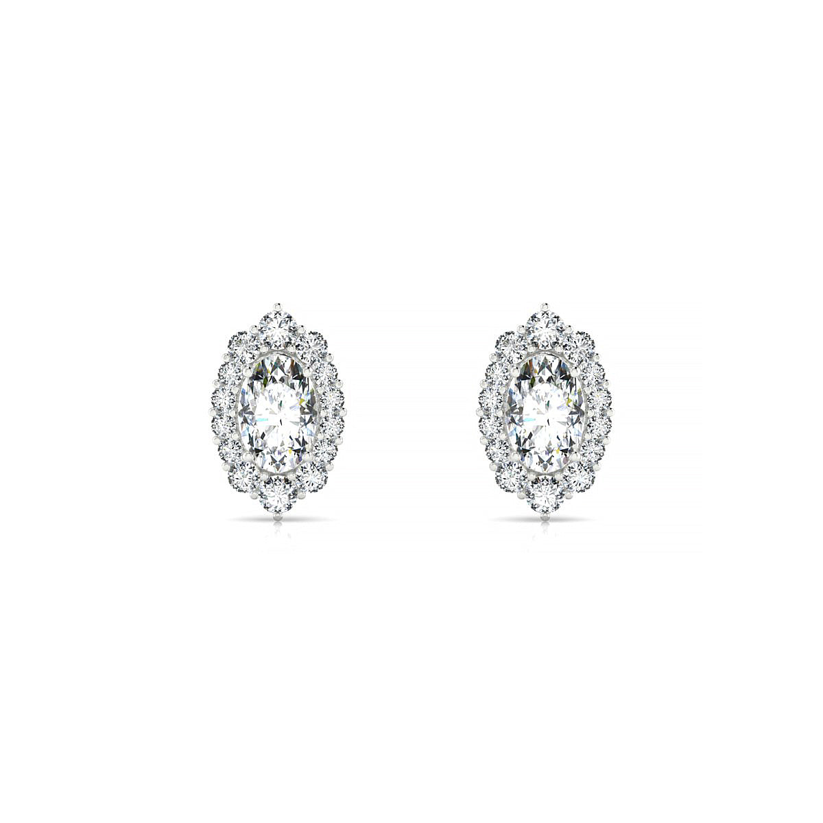 Romance | 18k White Gold 6 x 4 mm Oval Diamond Earrings
